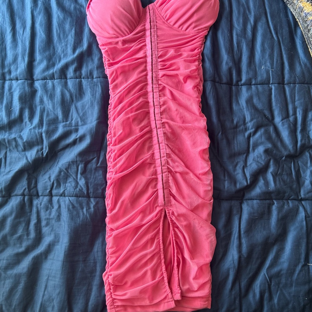 Vibrant Pink Ruched Dress